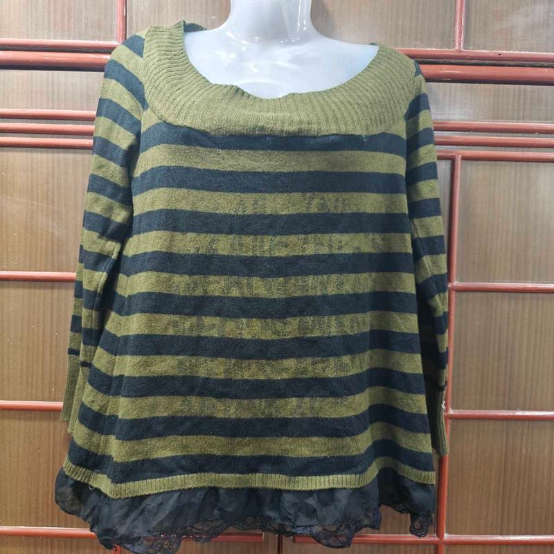 Striped Olive Green Sweater