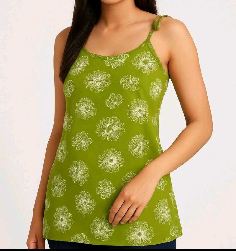 Green Floral Tank Top