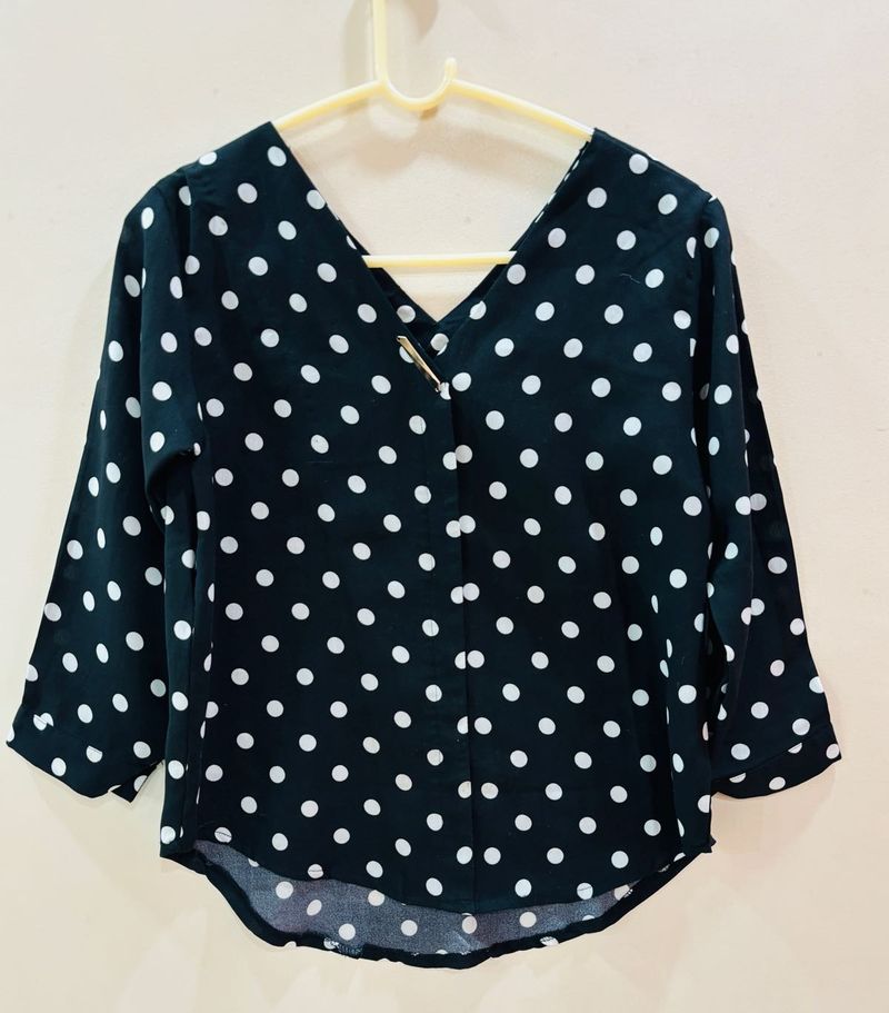 Polka Dot Black Top