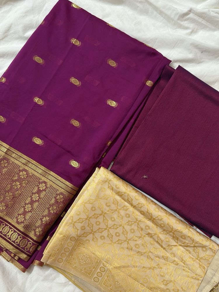 Purple Banarasi Dress Material