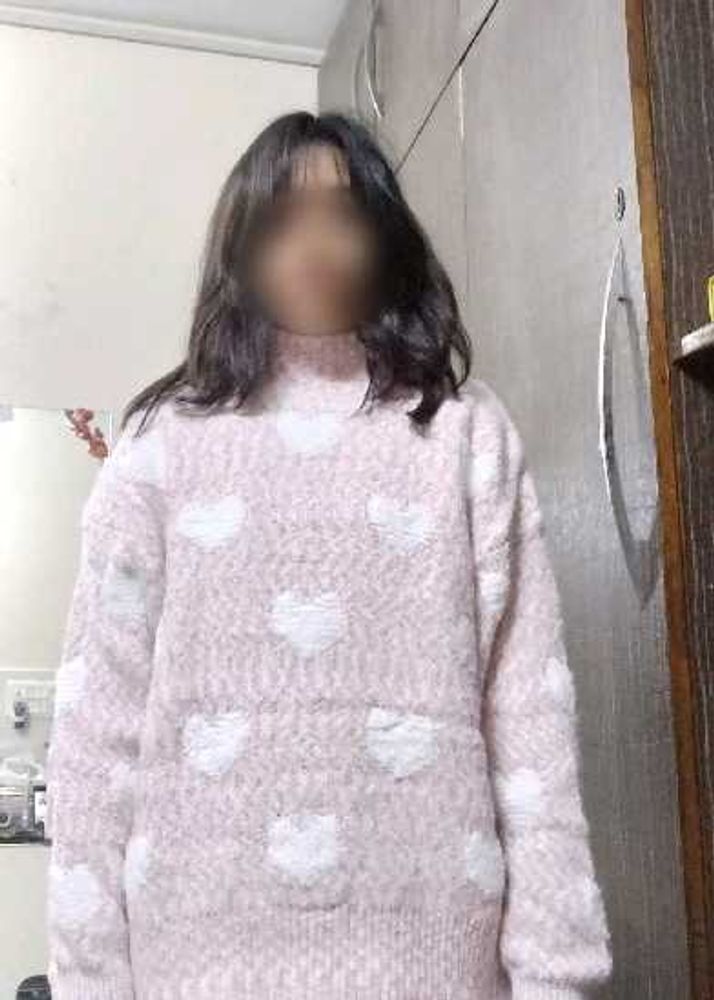 Oversized Korean Pink Heart Sweater