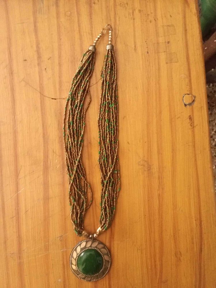 Beaded Green Stone Necklace
