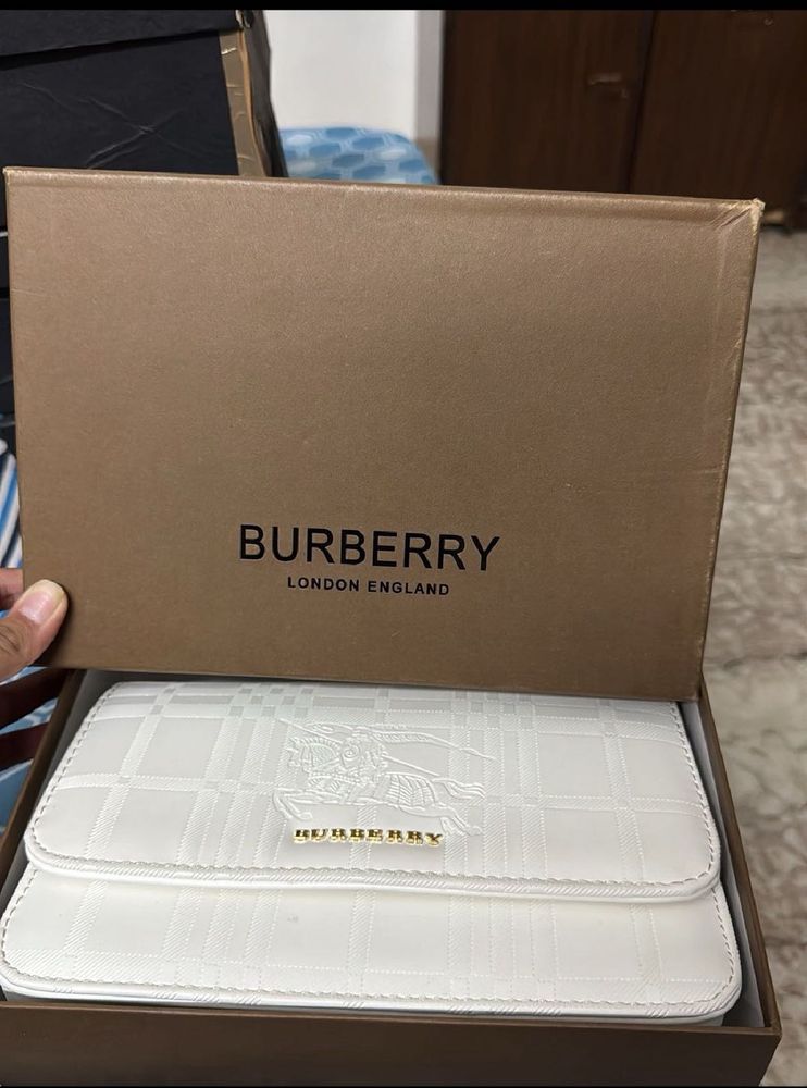 Burberry White Sling Bag