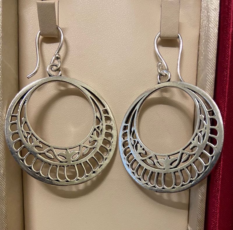 Oxidized Silver Hoop Earring