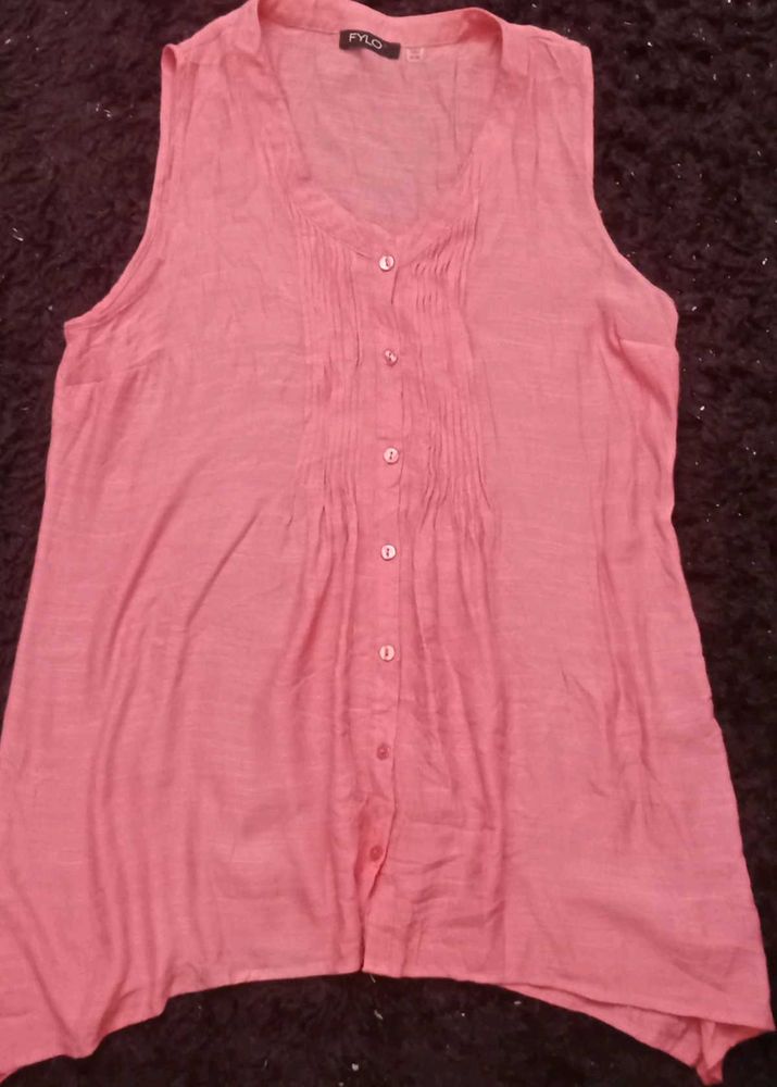 Coral Sleeveless Top