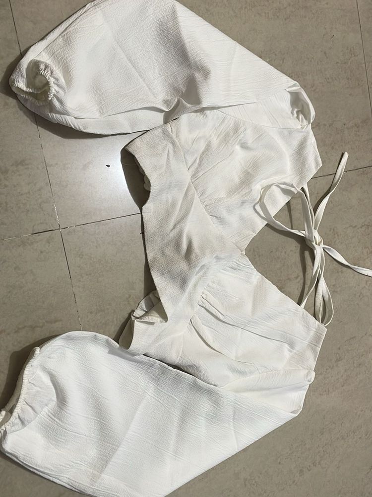 White Tie Back Top