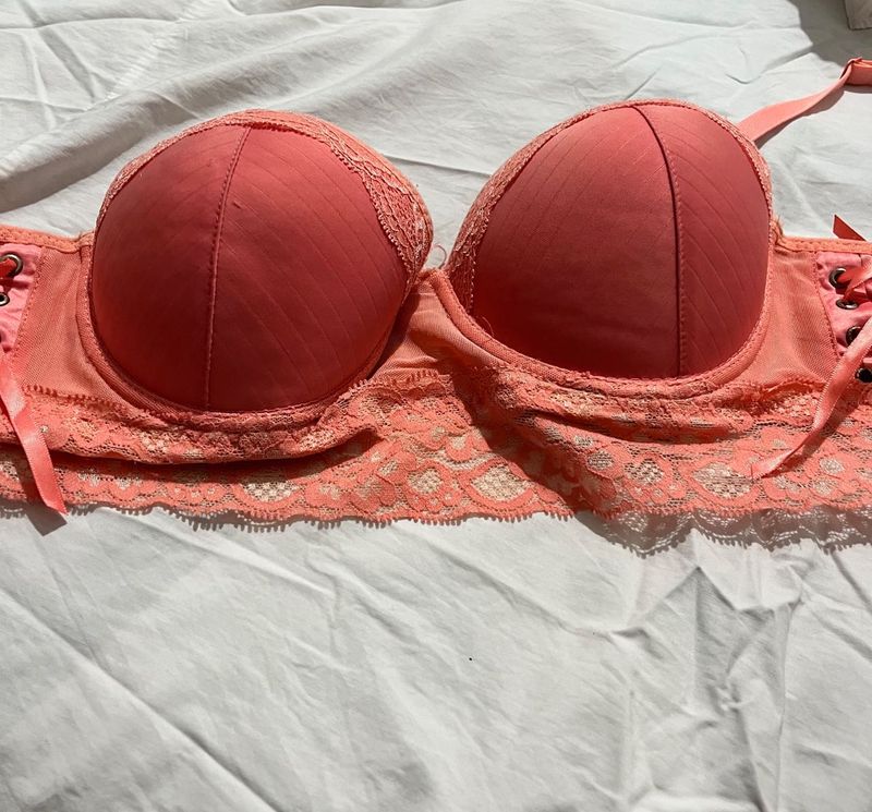 Coral Padded Lace Bra
