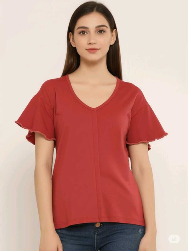 Tokyo Talkies Rust Coloed Top For Women