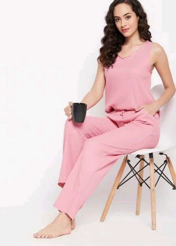 Pink Sleeveless Night Suit