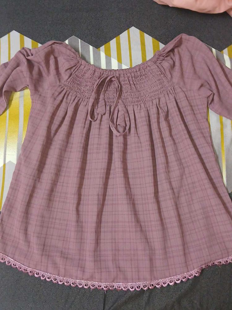 Mauve Off-Shoulder Blouse