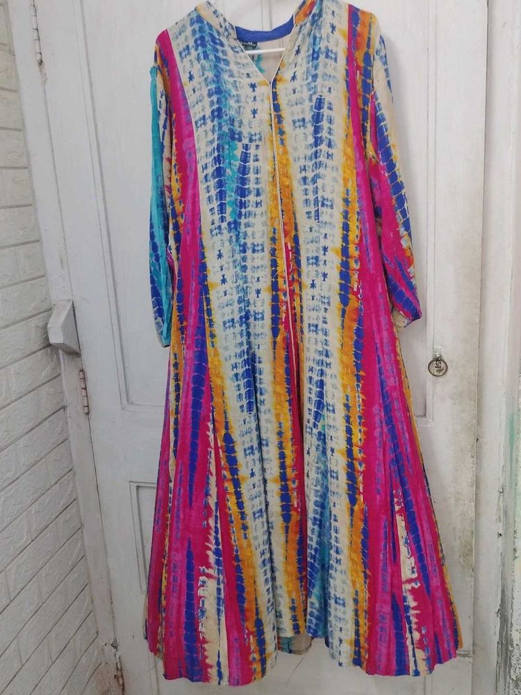 tie die women flared kurta