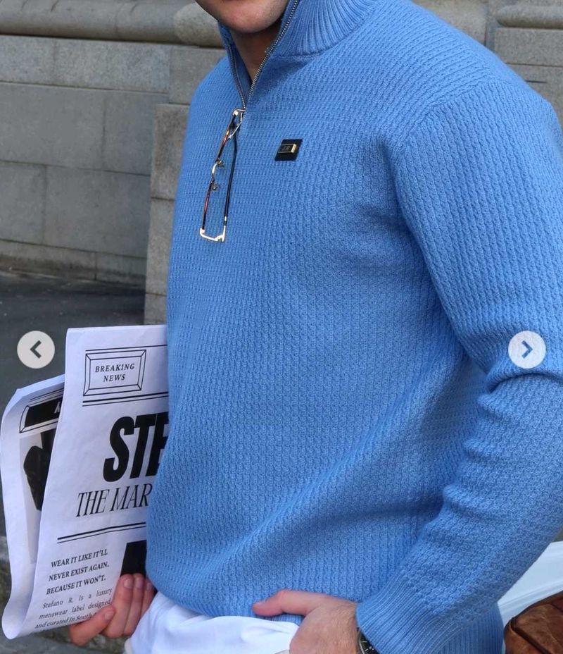 Stylish Blue Knit Sweater