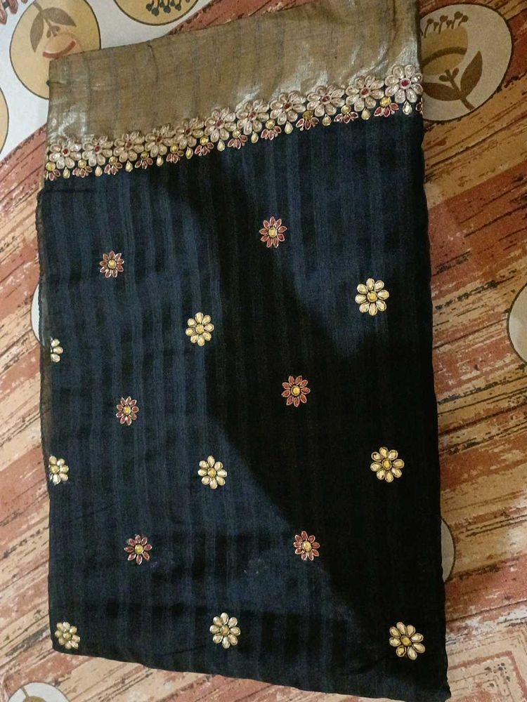 Black  Beautiful Work Saree