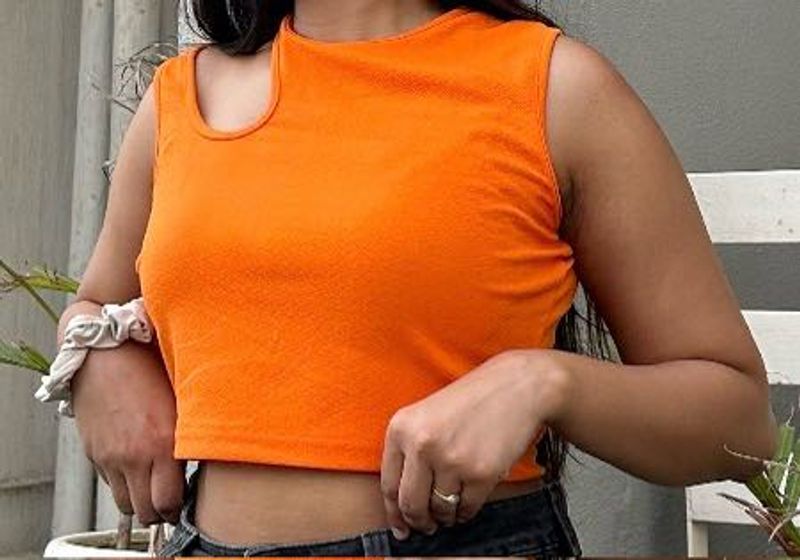 Uptownie Orange Cut-out Top