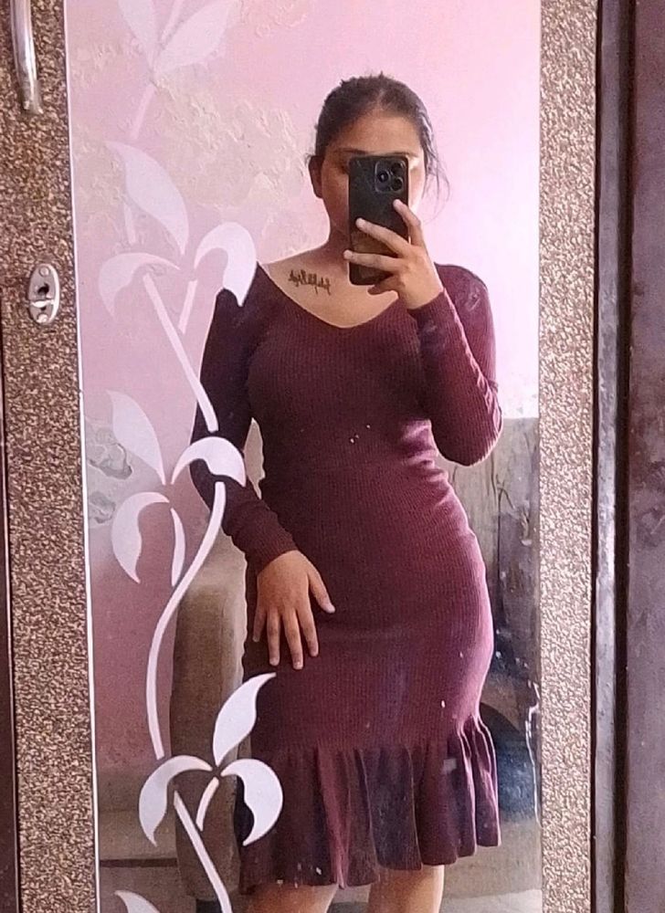 Purple Woolen  Dress