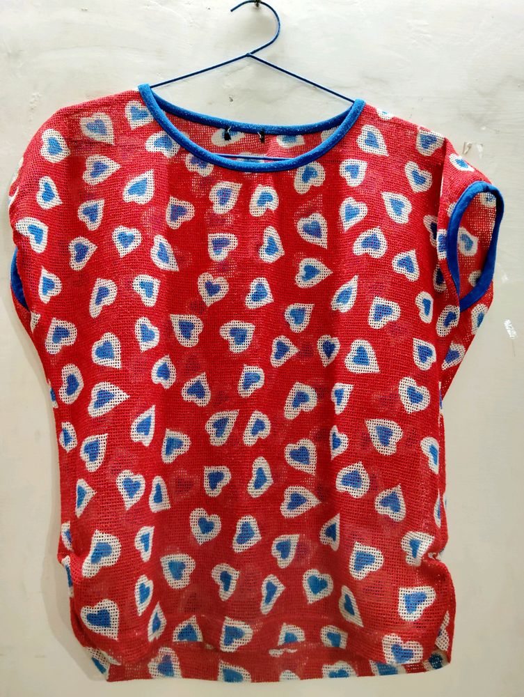 🔴 Red Cotton Net Summer Top-Only ₹100+Freegift🤩