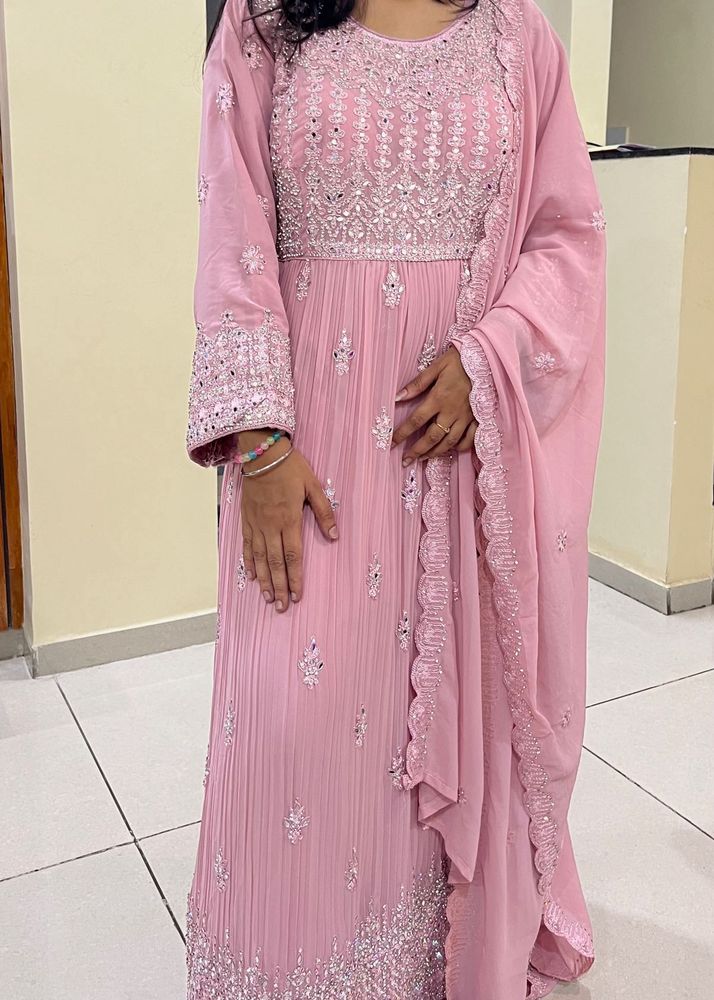 BUY Semi Stitch PINK HEAVY KURTA SET XL