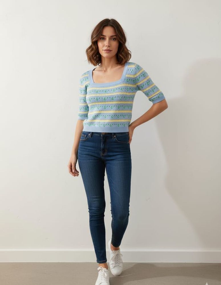 Floral Square Neck Top