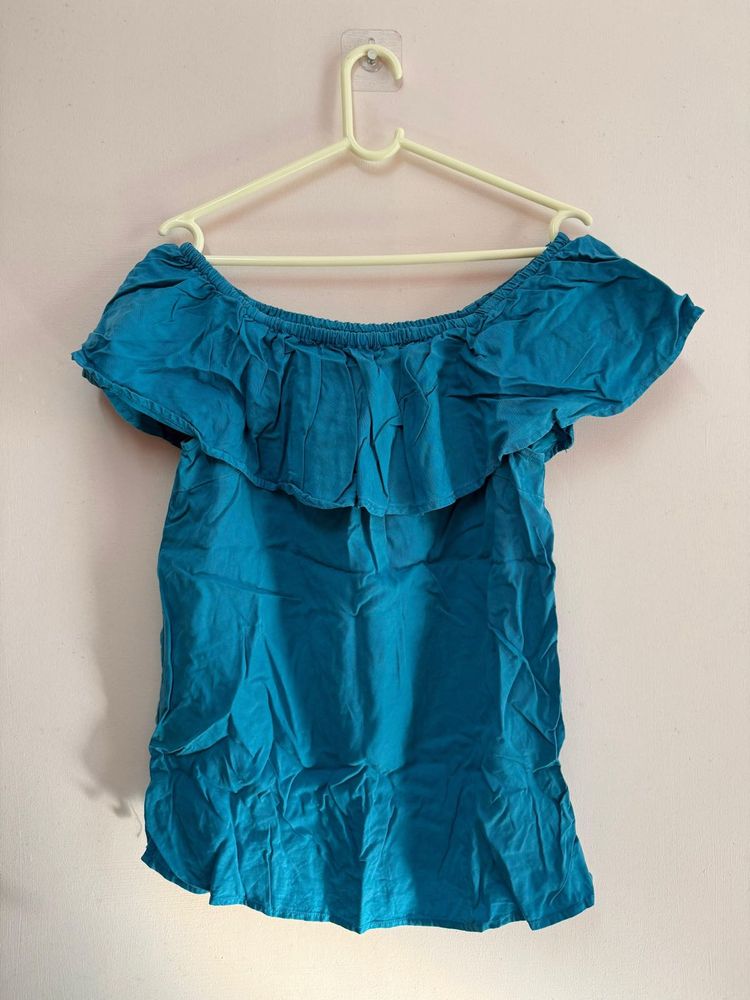 Off-Shoulder Blue Top