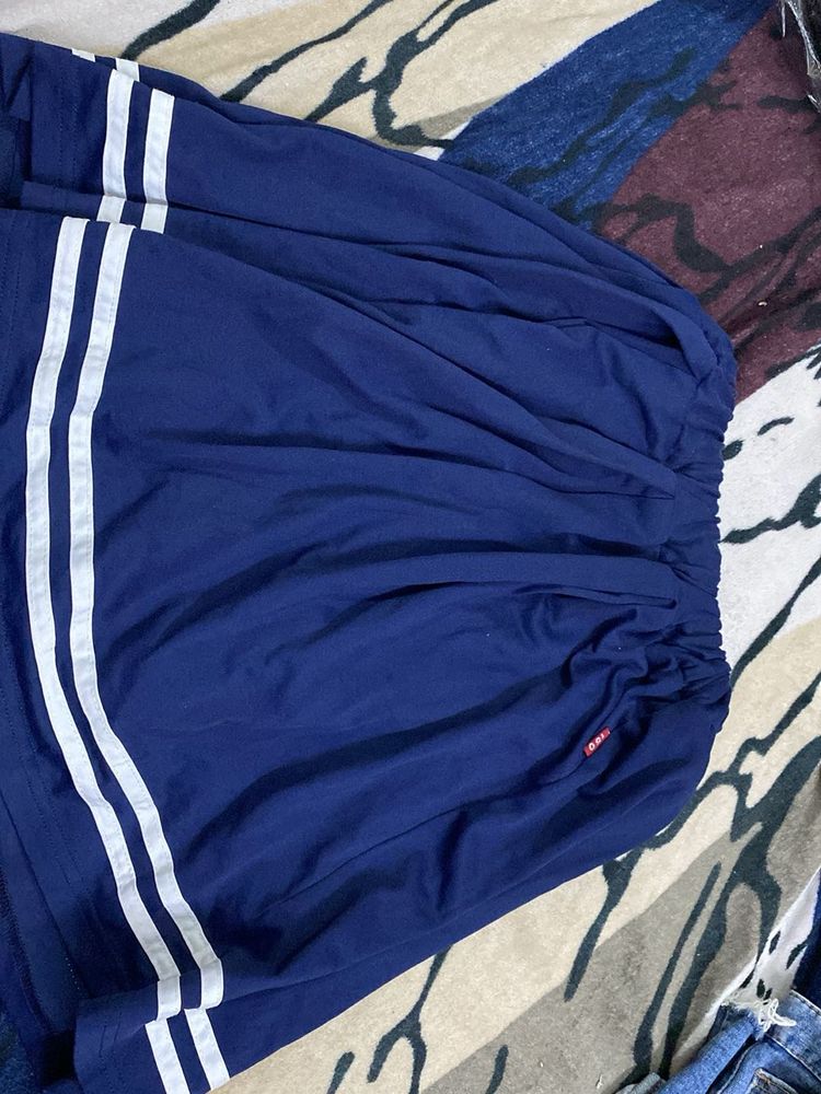 Navy Blue Striped Shorts