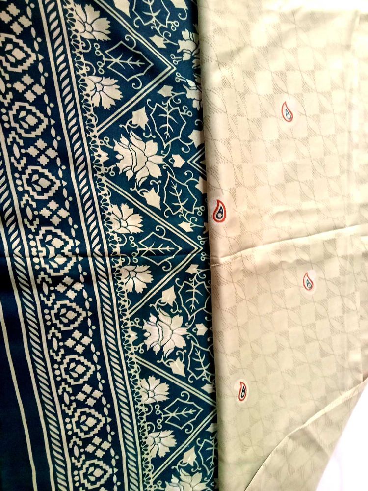 Teal &amp; Beige Saree