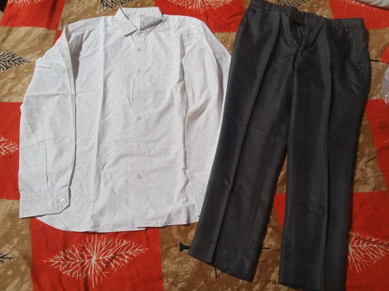 white shirt black shining pant