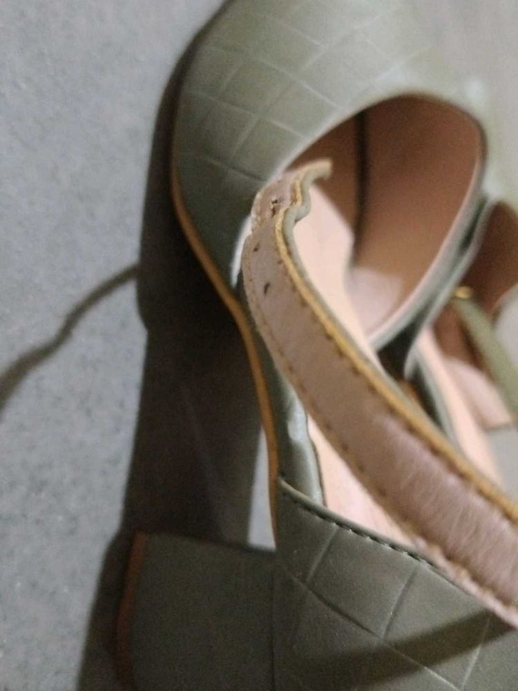 Olive Green Block Heel Sandals