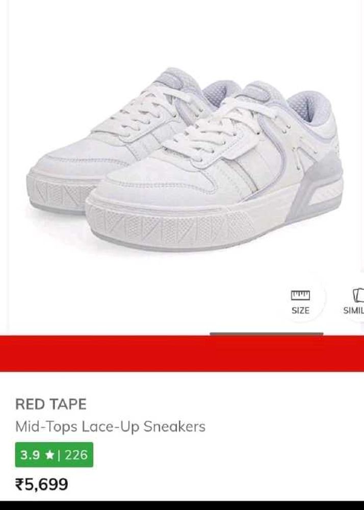 Red Tape White Mid-Top Sneakers