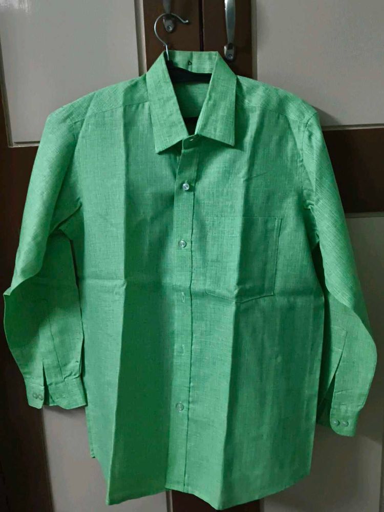Stitched Fluorescent Green Shirt For Men