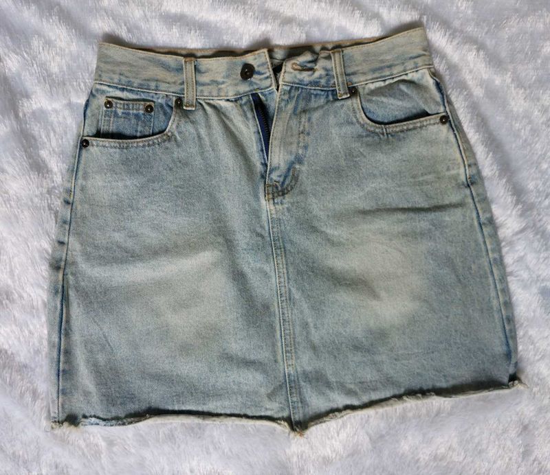 Light Wash Denim Mini Skirt
