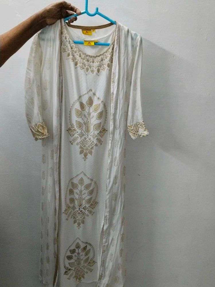 Atessa White Kurti With Coat