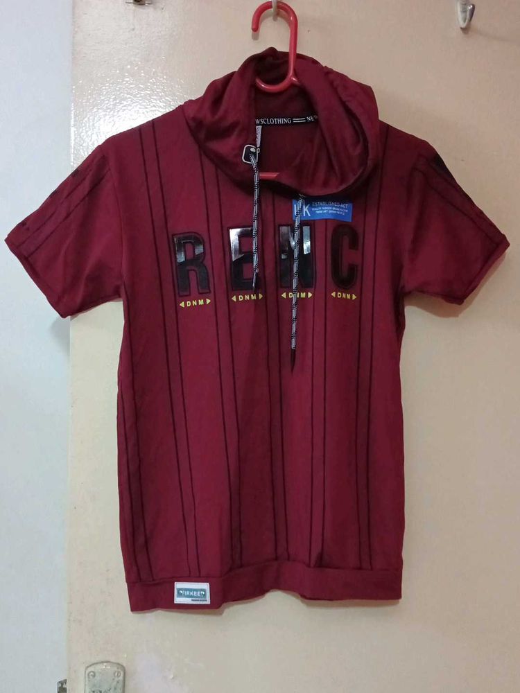 Burgundy Striped Graphic Tee