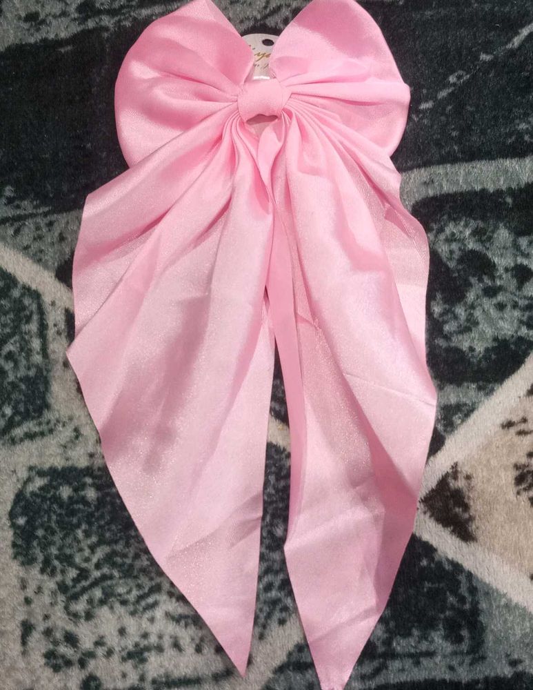 Pink Satin Hair Bow