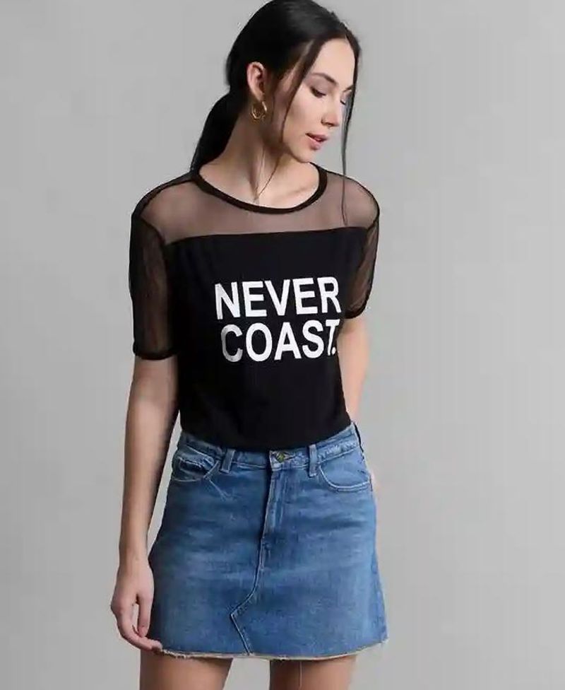 Sheer Sleeve Graphic Tee