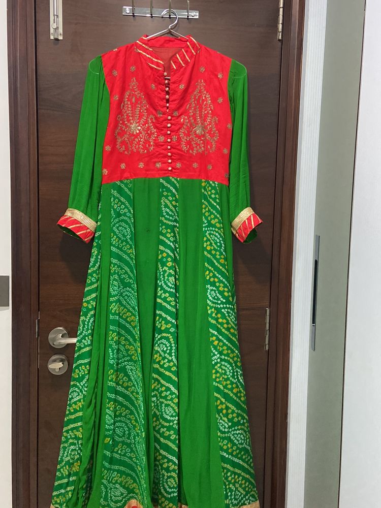 Ethenic Bandhej Gown. (New Year Sale)