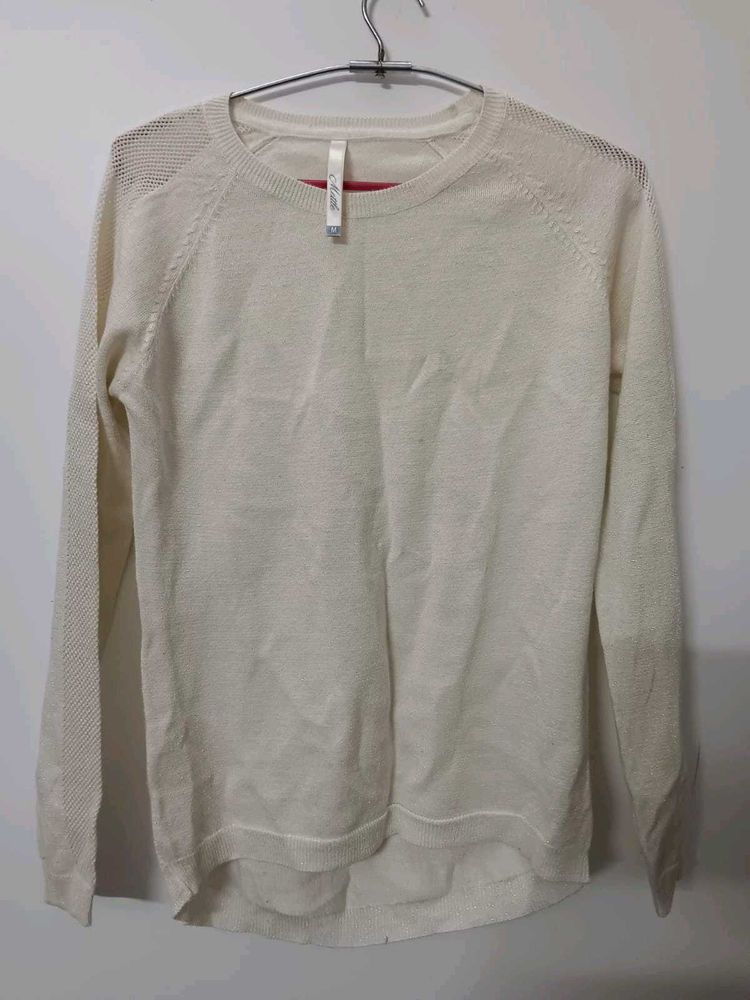 Casual White Long Sleeve Top