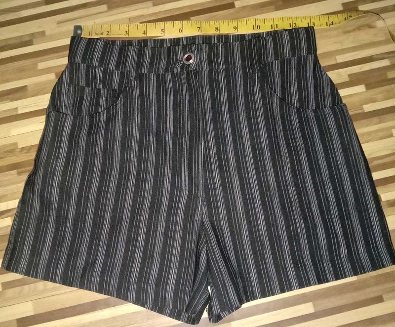 Black Stripe High Waist Shorts