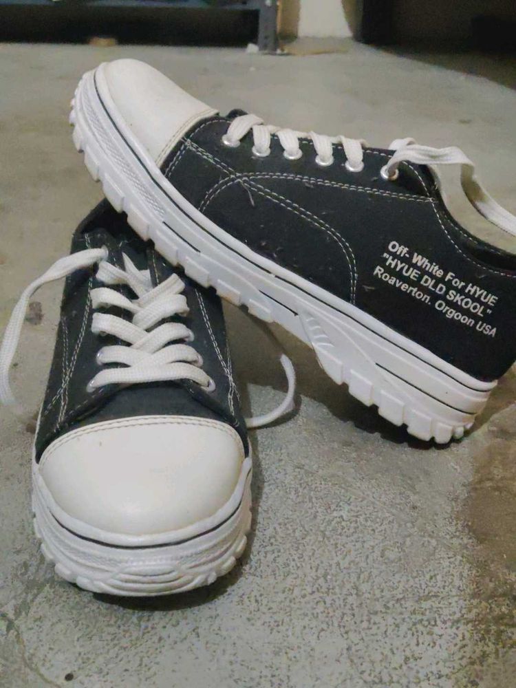 Black &amp; White Canvas Sneakers