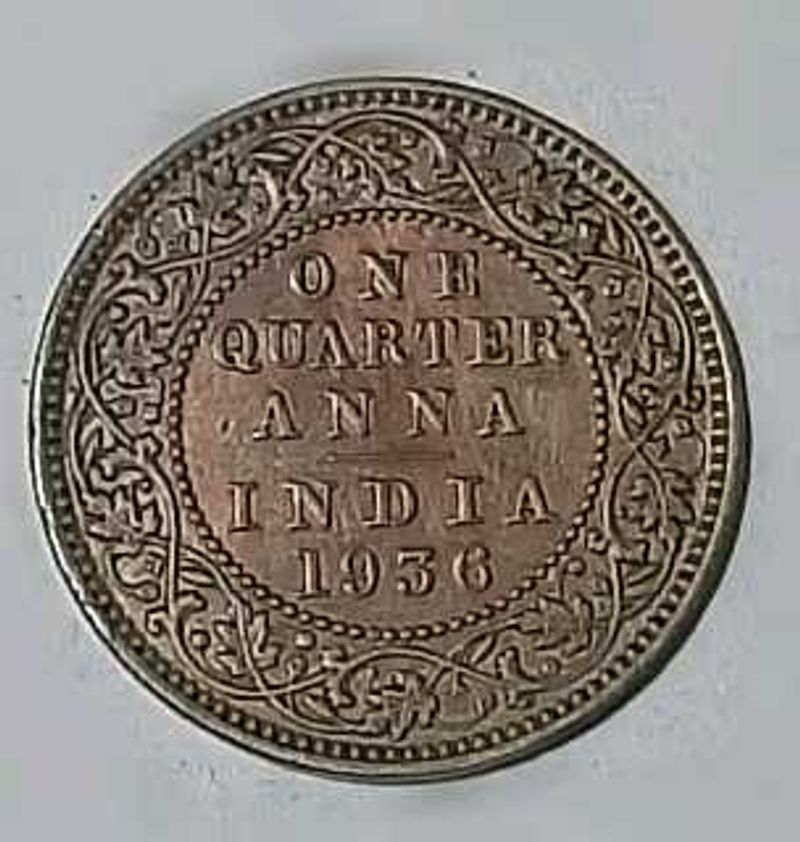 vintage 1936 Quarter Anna Coin