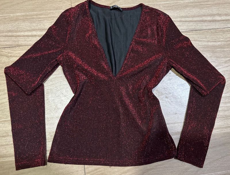 Maroon Sparkle Top