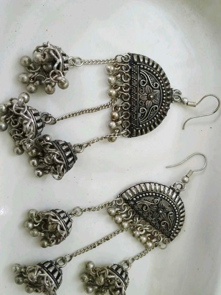 Oxidized Jhumka Earrings