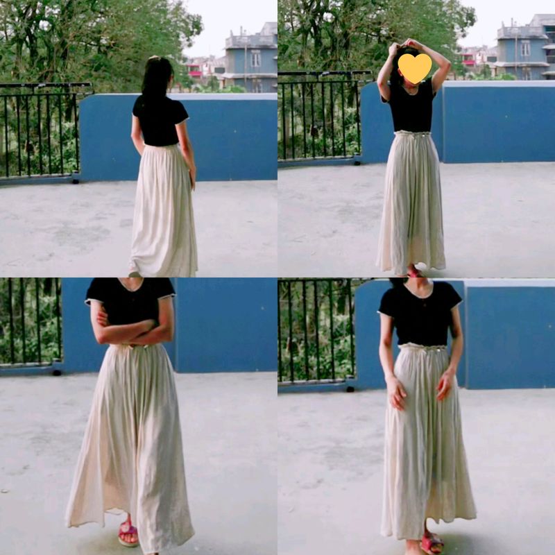 Beige Flowy Skirt