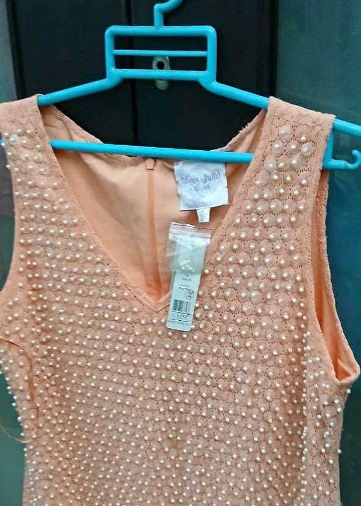 Peach Dress with Pearls
