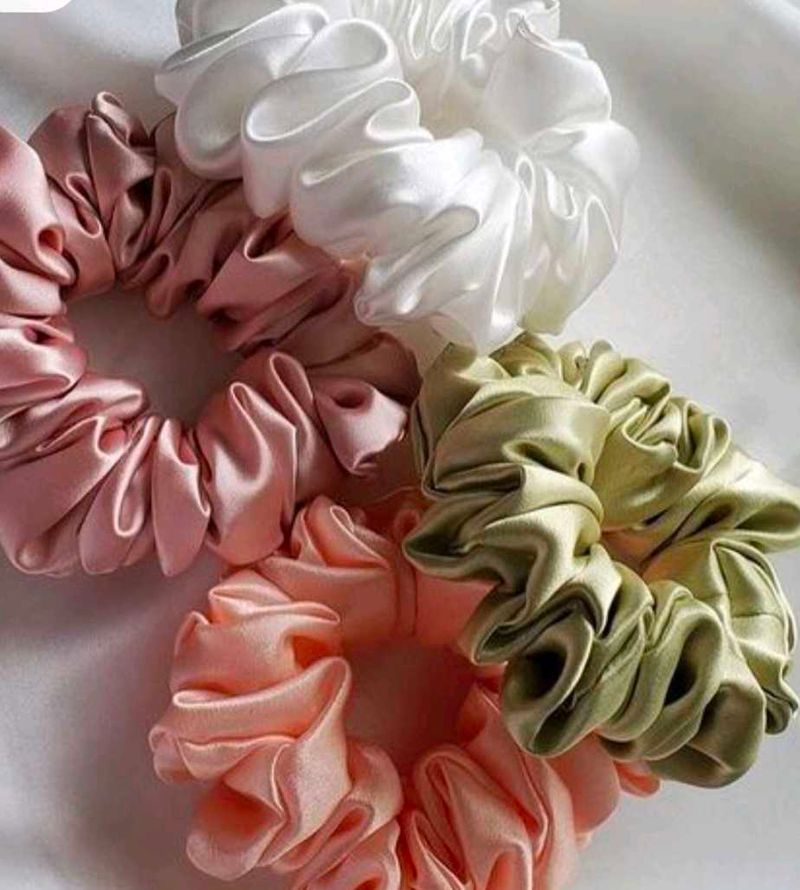 Pastel Silk Scrunchie Set