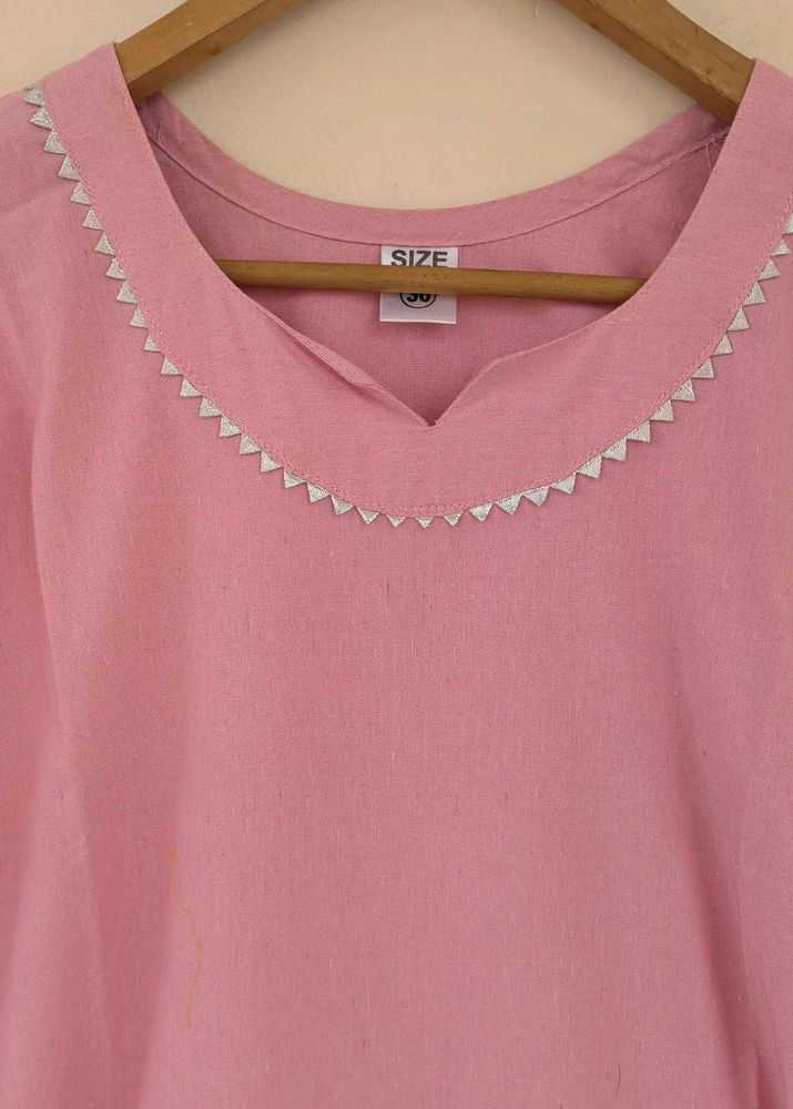 Pink Top with Detail and plane pant