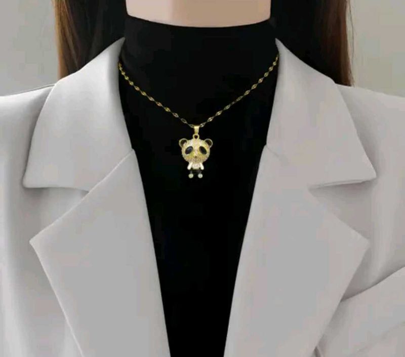 Cutie Patootie Panda Rhinestone Necklace - 700/-