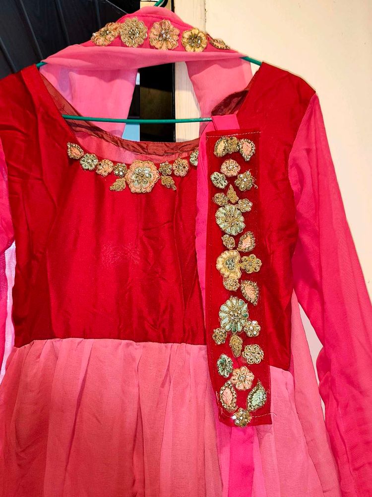 Red &amp; Pink Kurta Set