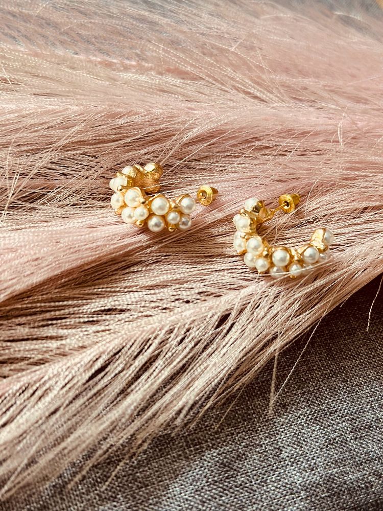 Half Round Pearl Earrings