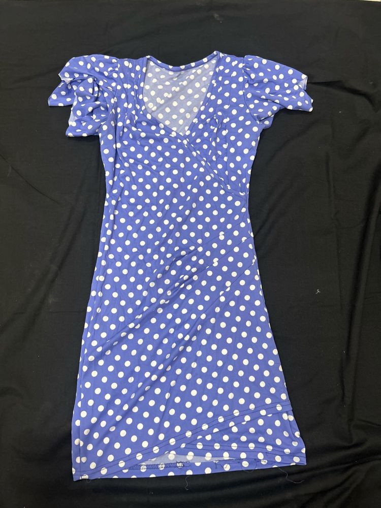 Lavender Polka Dot Wrap Dress