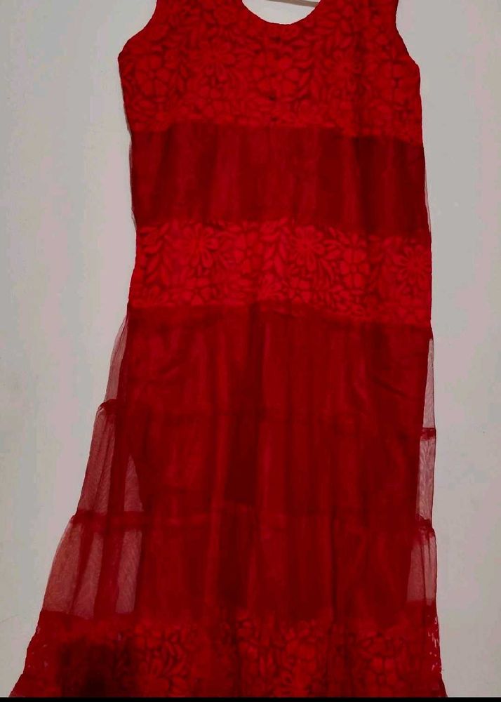 Red Lace Overlay Dress